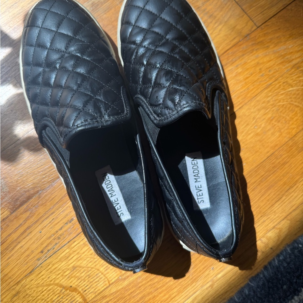 Steve Madden Women’s Quilted Slip-On Sneakers in Black